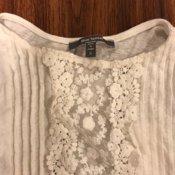 Anthropologie blue tassel Maxie crop tank top s - Picture 5 of 7